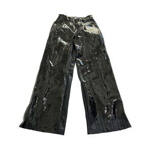 SC Straight Leg Latex Pants in Black